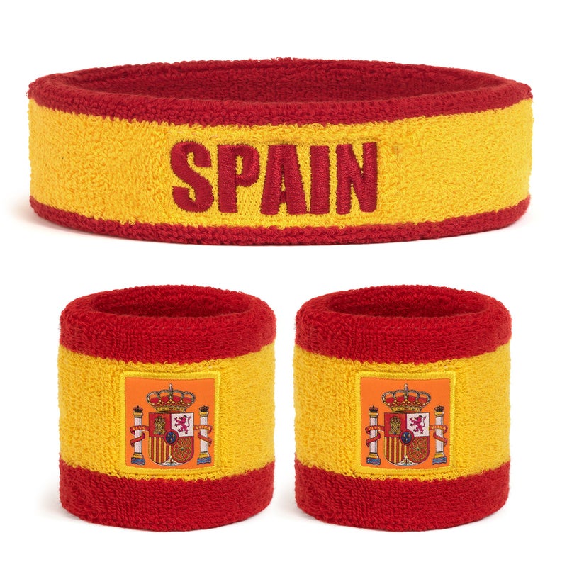 Suddora Spain Headband & Wristbands Set (Includes 2 Wrist & 1 Head Sweatband) - Image 1